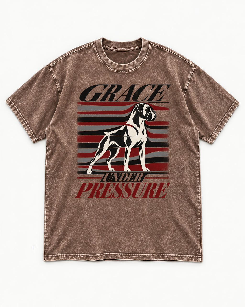 Boxer Grace Under Pressure Washed Tee in Coffee, flat lay product photo