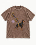 Doberman Pass Through Light Ring Graphic Washed Tee in Coffee, flat lay product photo