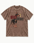 Doberman Reflects Differently Washed Tee in Coffee, flat lay product photo