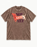 Dachshund Not Gone Yet Washed Tee in Coffee, flat lay product photo