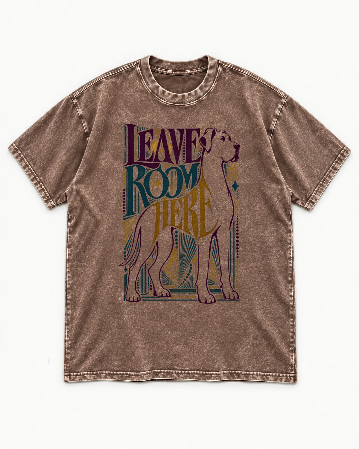 Leave Room for Great Dane Washed Tee in Coffee, flat lay product photo