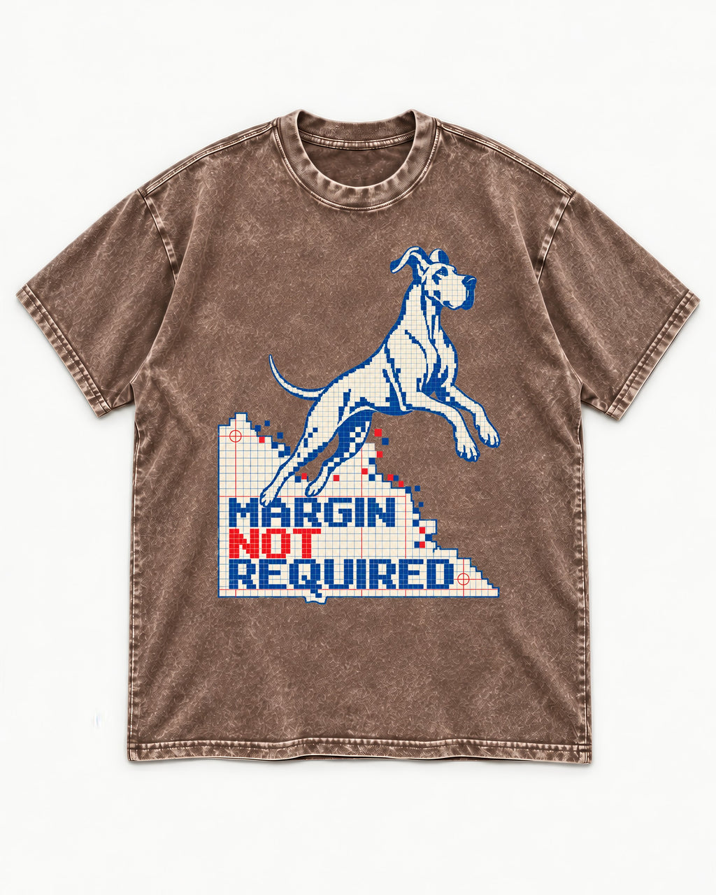 Great Dane Margin Not Required Washed Tee in Coffee, flat lay product photo