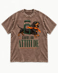 Dachshund Carry on Attitude Washed Tee in Coffee, flat lay product photo