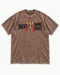 Insert Some Chihuahua Space Washed Tee in Coffee, flat lay product photo