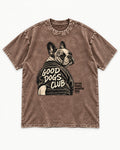 Good Frenchie Club Washed Tee in Coffee, flat lay product photo