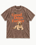 Good Labrador Retriever Goes Further Washed Tee in Coffee, flat lay product photo