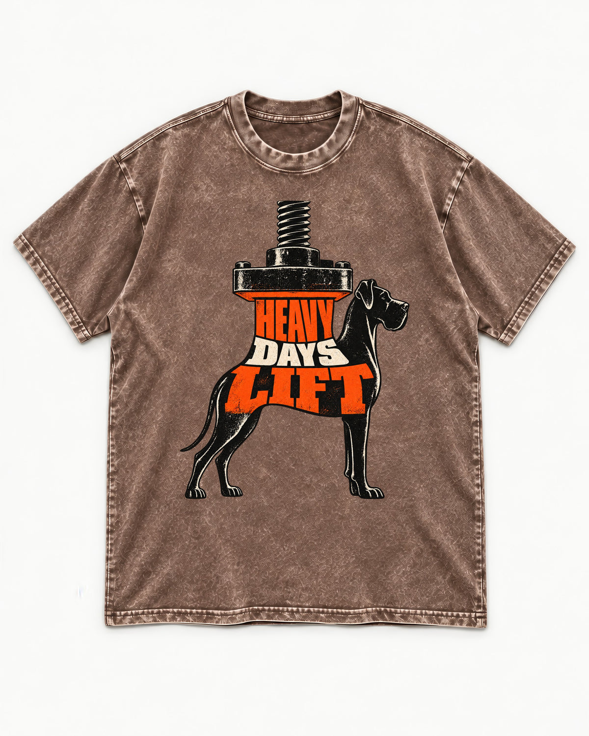 Great Dane Heavy Days Lift Washed Tee in Coffee, flat lay product photo