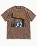 Not Moving Shih Tzu Washed Tee in Coffee, flat lay product photo