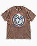 Pomeranian Circular Motion Washed Tee in Coffee, flat lay product photo