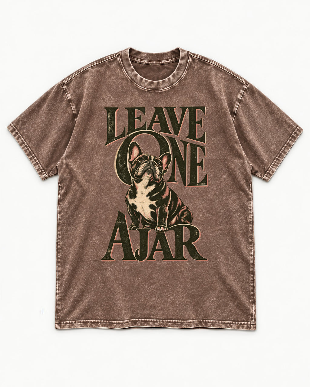 Leave One Ajar for Frenchie Washed Tee in Coffee, flat lay product photo