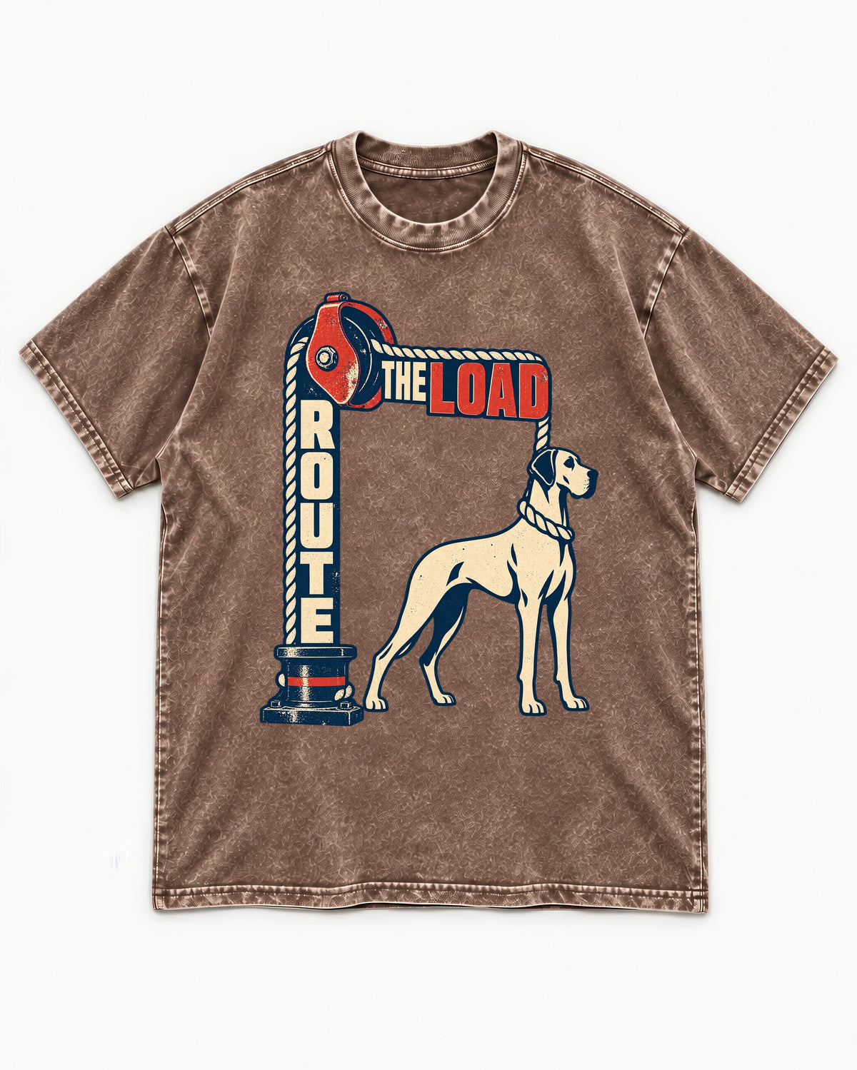 Great Dane Route the Load Washed Tee in Coffee, flat lay product photo