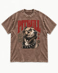 Pitbull Makes Better People Washed Tee in Coffee, flat lay product photo