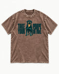 Rottweiler Take Your Space Washed Tee in Coffee, flat lay product photo