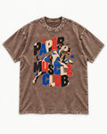 Pitbull Paper Muscle Club Collage Graphic Washed Tee in Coffee, flat lay product photo