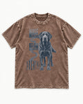 Labrador Retriever Breathe Below the Noise Washed Tee in Coffee, flat lay product photo