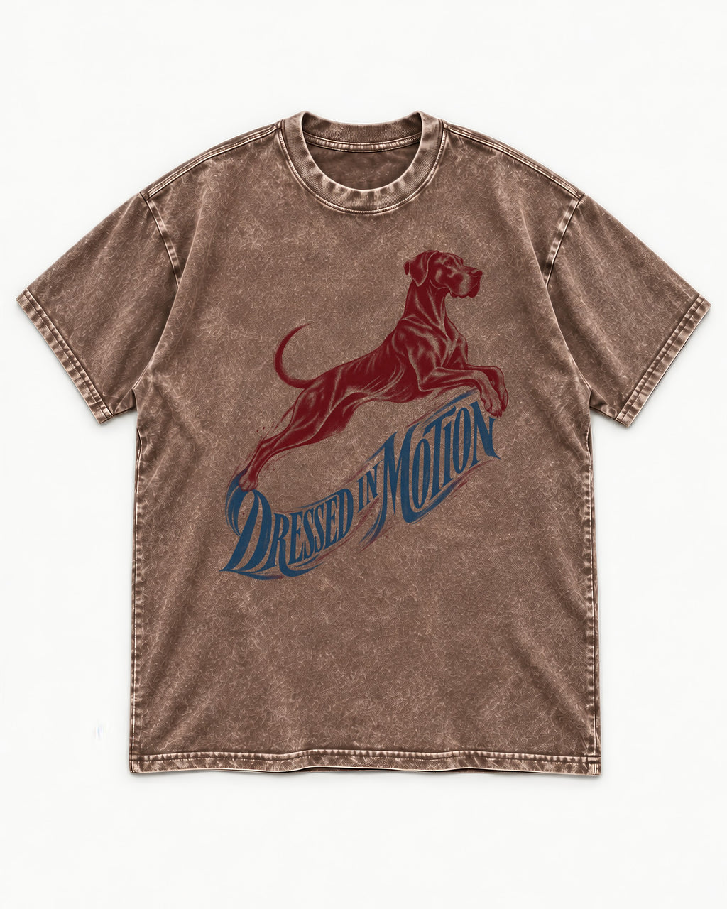 Great Dane Dressed in Motion Washed Tee in Coffee, flat lay product photo