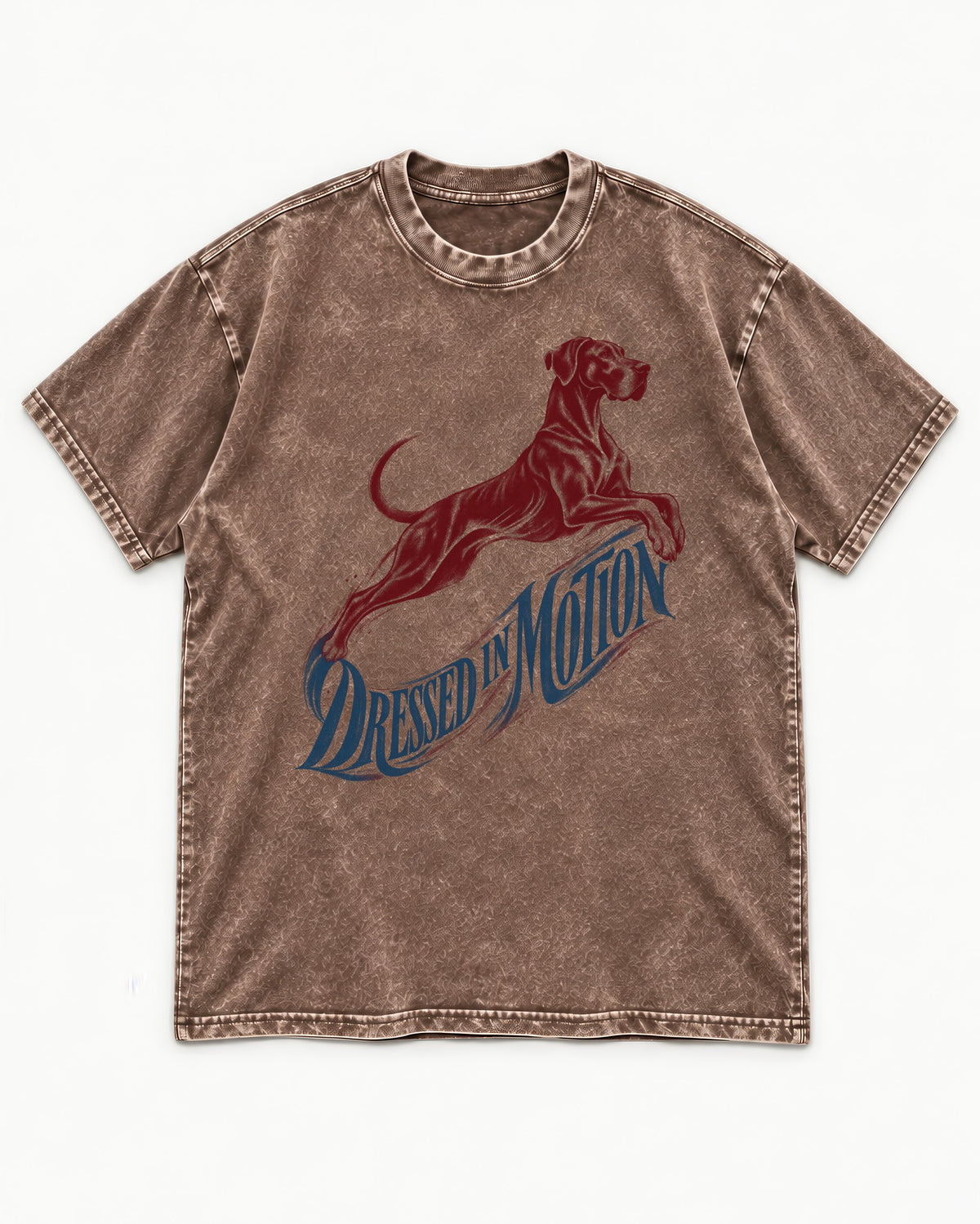 Great Dane Dressed in Motion Washed Tee in Coffee, flat lay product photo