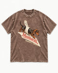 Dachshund Keep This Moment Receipt Graphic Washed Tee in Coffee, flat lay product photo