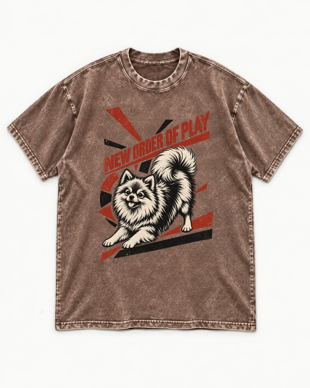 Pomeranian Order of Play Washed Tee in Coffee, flat lay product photo