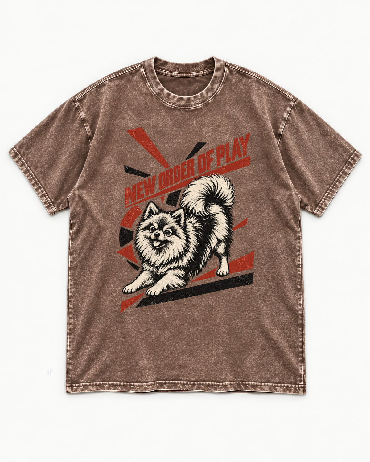 Pomeranian Order of Play Washed Tee in Coffee, flat lay product photo