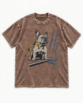 Frenchie Has Standards Washed Tee in Coffee, flat lay product photo