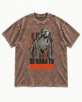 Pitbull Hard to Dehumanize Washed Tee in Coffee, flat lay product photo