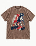 Boxer Motion Makes the Mood Washed Tee in Coffee, flat lay product photo