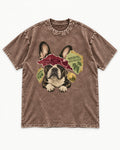 Nothing Gets Wasted with Frenchie Washed Tee in Coffee, flat lay product photo