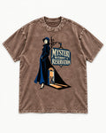 Mystery Without a Reservation Yorkshire Terrier Washed Tee in Coffee, flat lay product photo