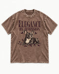 Frenchie Elegance by Omission Washed Tee in Coffee, flat lay product photo