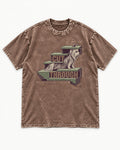 Yorkshire Terrier Cut Through Washed Tee in Coffee, flat lay product photo