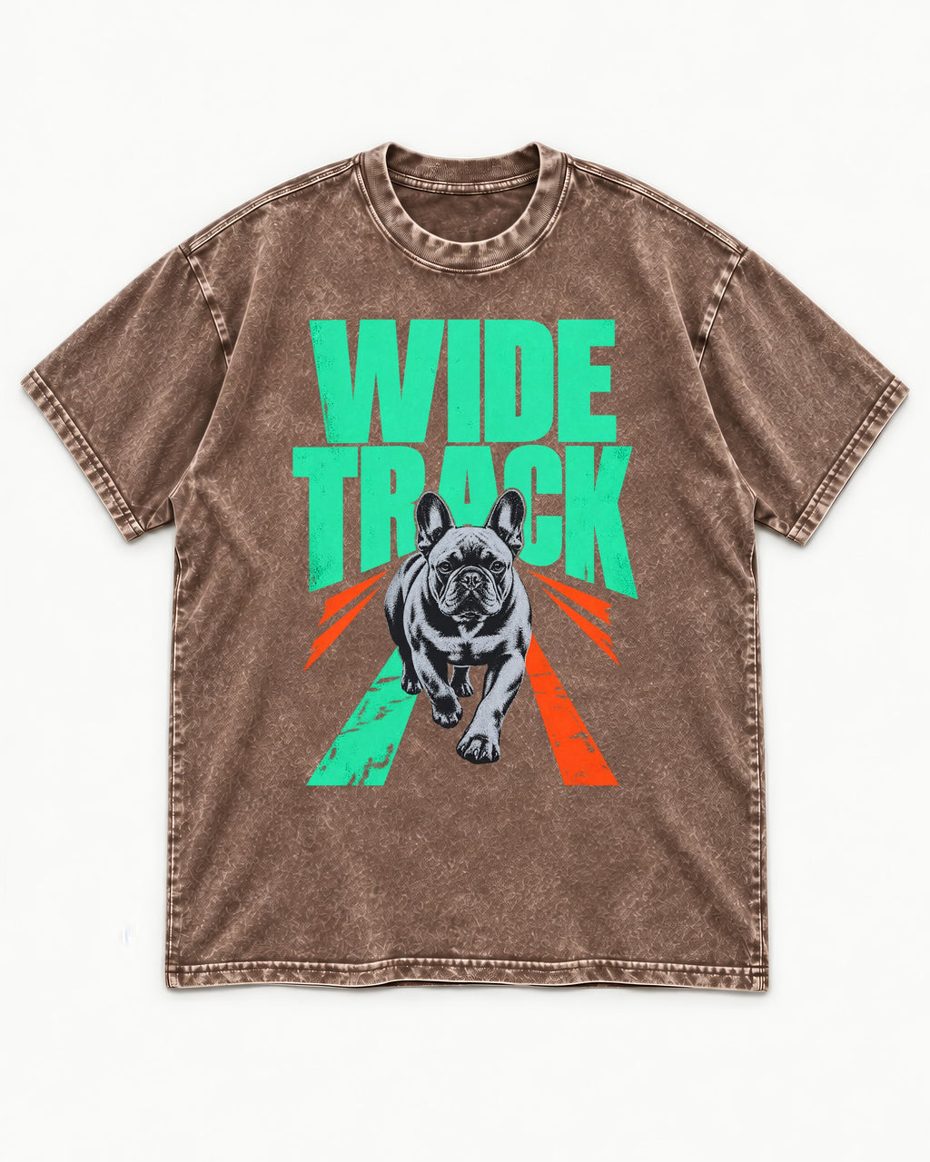 Wide Track Frenchie Washed Tee in Coffee, flat lay product photo