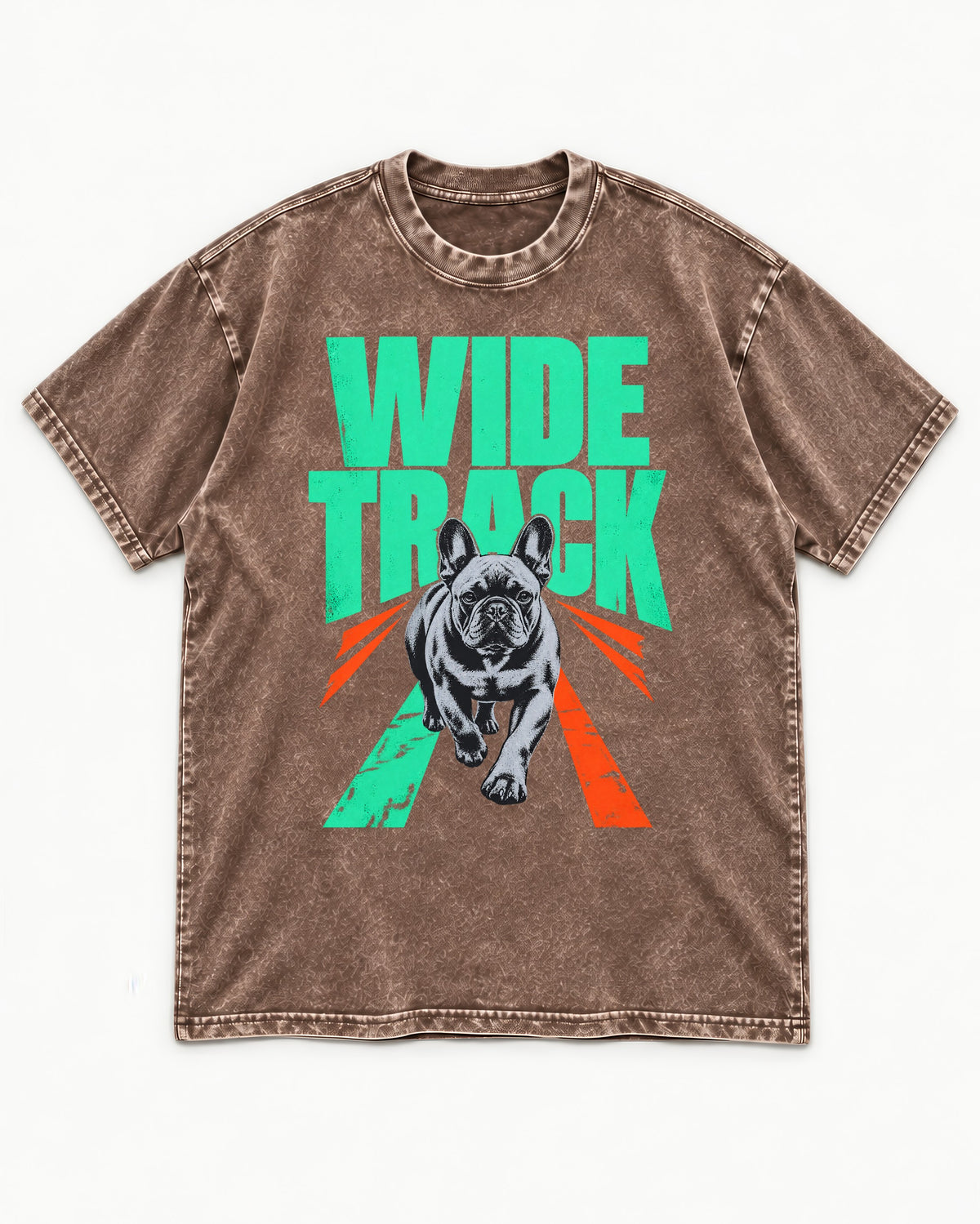 Wide Track Frenchie Washed Tee in Coffee, flat lay product photo