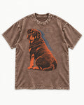 Rottweiler Leave a Light Trace Washed Tee in Coffee, flat lay product photo