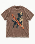 Lead From Here Labrador Retriever Washed Tee in Coffee, flat lay product photo