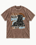 Strong Silent Sunday Rottweiler Washed Tee in Coffee, flat lay product photo