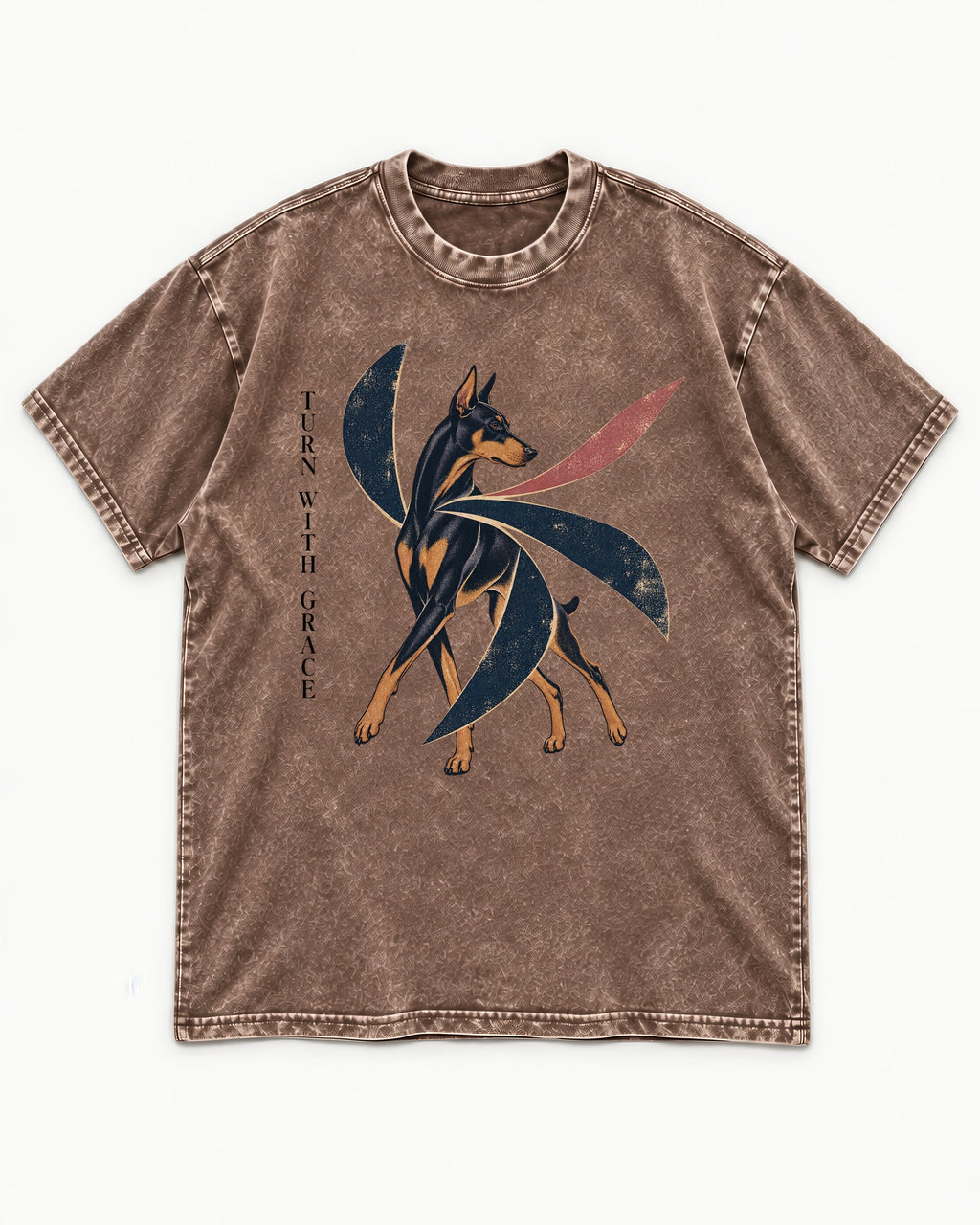 Turn with Doberman Grace Washed Tee in Coffee, flat lay product photo