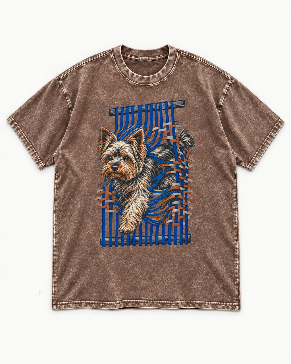 Yorkshire Terrier Unbound Washed Tee in Coffee, flat lay product photo