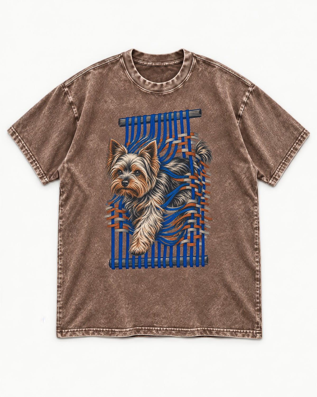 Yorkshire Terrier Unbound Washed Tee in Coffee, flat lay product photo