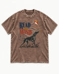 Read the Wind German Shorthaired Pointer Washed Tee in Coffee, flat lay product photo