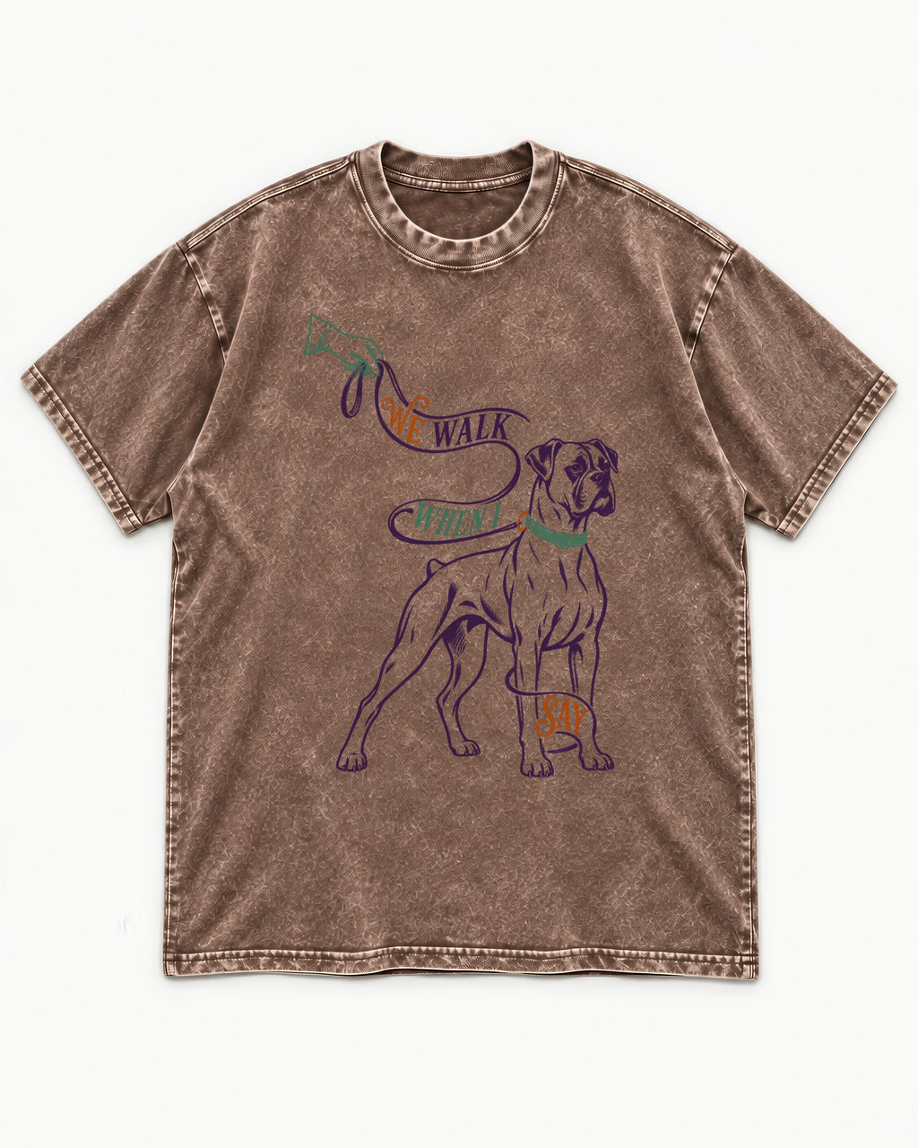 Boxer When I Say Washed Tee in Coffee, flat lay product photo