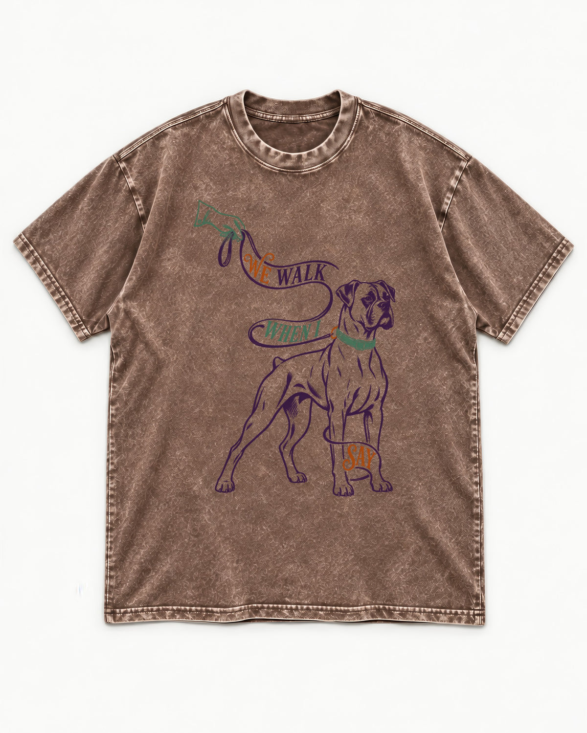 Boxer When I Say Washed Tee in Coffee, flat lay product photo
