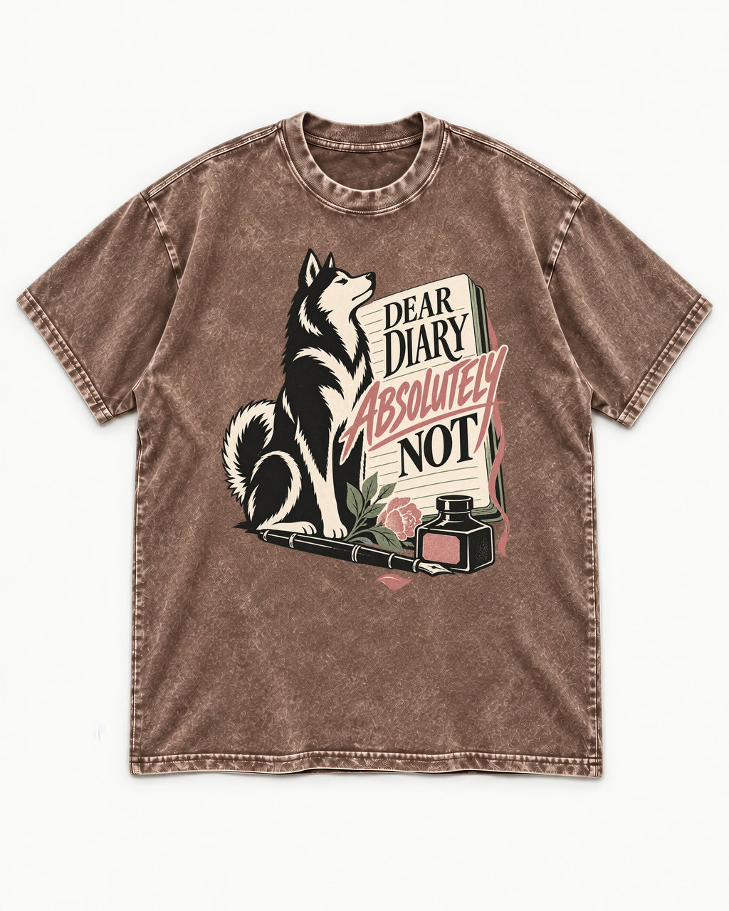 Husky Absolutely Not Washed Tee in Coffee, flat lay product photo