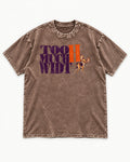 Too Much Width Chihuahua Washed Tee in Coffee, flat lay product photo