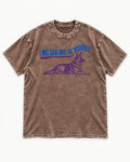 German Shepherd Dog Calm Until the Doorbell Washed Tee in Coffee, flat lay product photo