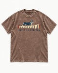 Corgi Built to Stretch Accordion Graphic Washed Tee in Coffee, flat lay product photo