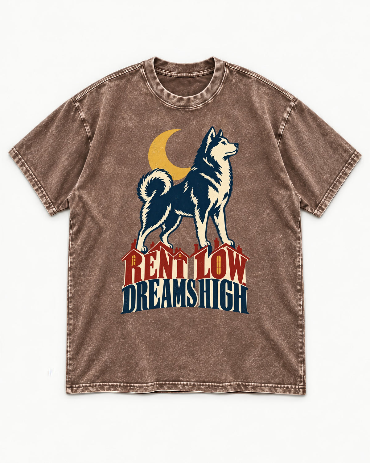 Husky Dreams High Washed Tee in Coffee, flat lay product photo