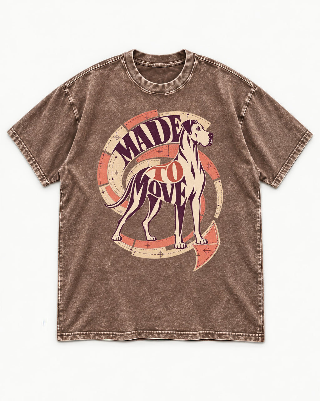 Great Dane Made to Move Washed Tee in Coffee, flat lay product photo