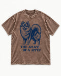 The Shape of a Pomeranian Washed Tee in Coffee, flat lay product photo