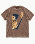 Golden Retriever More Than Space Washed Tee in Coffee, flat lay product photo